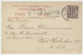 83.  Rare Postcard Malaysia Ayer - Itam Stamp Cancel Penang - NJ 1905 2