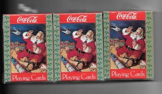 Three Decks Of Coca Cola Playing Cards