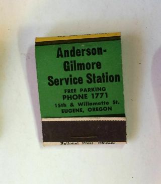 Matchbook Anderson Gilmore Service Station Eugene Or Red Lion Head Oil Gas Motor