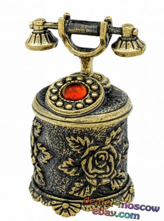 Bronze Solid Brass Baltic Amber Thimble Retro Rotary Phones Flower Rose
