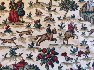 4.  9m Arthur Sanderson Vintage 1981 Medieval Tapestry Linen Ercol Fabric Fr7059