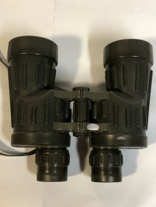 Vtg Usn Bushnell Waterproof Marine 7 X 50 Binoculars Green Rubber Tripod J - B133