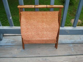 Vintage Knitting Sewing Folding Basket Wood Frame