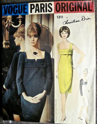 Vtg Vogue Christian Dior Slender 2 Sleeve & Neckline Dress Pattern 1311 Sz 10