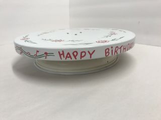 Vintage Midcentury Musical Revolving Cake Stand Plate Happy Birthday Rotating