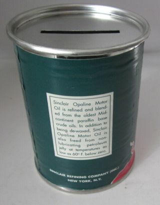 NOS vintage Sinclair Opaline Motor Oil tin can bank 2