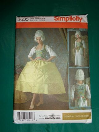 Simplicity Sewing Pattern 3635 Misses 18th Century Undergarment Costume Uncut