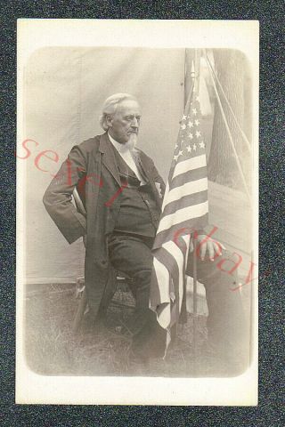 Patriotic Uncle Sam W Usa Flag In Studio - Circa 1910 Rppc Photo Grade 5