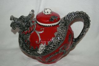 Blue Sky Red Dragon Tea Pot With Lid 13103r 2012 Heather Goldminc