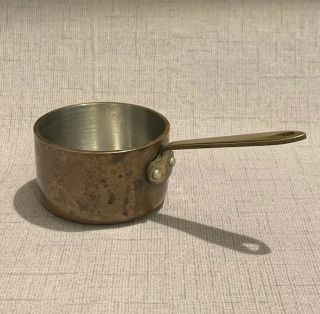 Vintage Mauviel France Small Copper Pot Brass Handle 2.  5” Butter Pan Sauce Pan