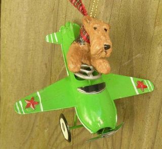Airedale Terrier Airplane Christmas Tree Ornament