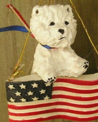 West Highland White Terrier - Westie - American Flag Christmas Tree Ornament