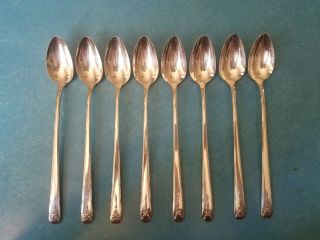 Set Of 8 Oneida Community Plate Milady 1940 Pattern Silverplate Iced Tea Spoons