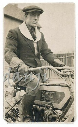 Studly Young Man On Excelsior Autocycle Motorcycle 1907 - 14 Rppc Photo Postcard