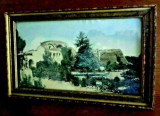 Vintage Tinted - Photo Of California Mission In Frame 13 " X 7 1/2 " Photo.