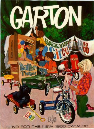 1968 Paper Ad 2 Sided Garton Toy Pedal Car Thunderbird Sonda Scooter Color