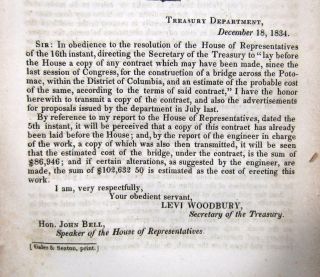 1834 - 1836 TREASURY DEPT.  (4) Reports – Potomac Bridge,  Pre - emption Rights.  etc 3
