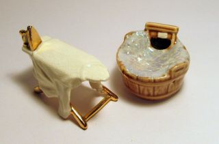 Arcadia Miniature Ironing Board & Washtub Salt & Pepper Shakers