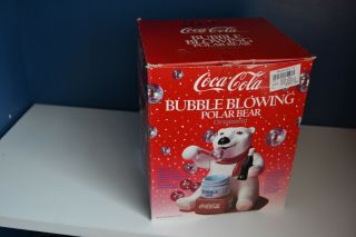 Coca Cola Bubble Blowing Polar Bear Ornament 1996 -
