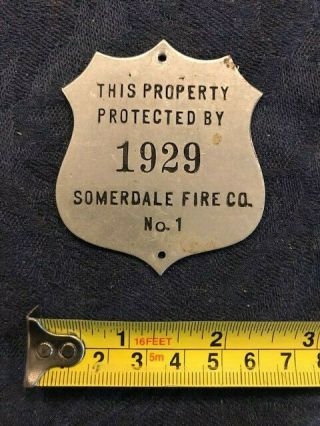 Somerdale Jersey Fire Department No.  1 " Property Protection " Sign Tag