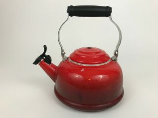 Le Creuset Whistling Tea Kettle Pot 1.  7 Quarts 1.  6 Liters Cherry Red Enameled