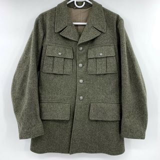 Vintage Swedish Military Wool Army Green Jacket Men 