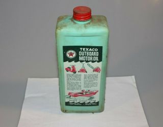Vintage Texaco Plastic Empty Quart Outboard Oil Can Advertising Boat M26