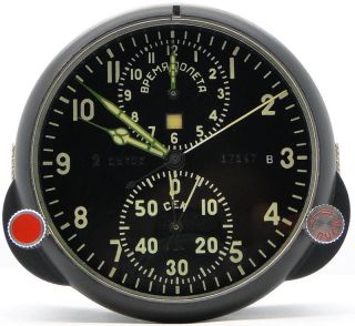 ⭐mint⭐ Virtually Achs - 1 Ussr Military Air Force Aircraft Cockpit Clock Mig 3