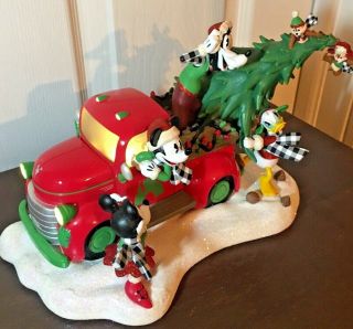 Disney Parks Mickey Mouse Christmas Red Truck Figurine 2019 Lights Up
