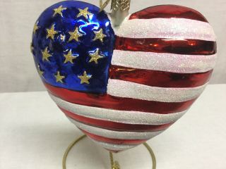 Christopher Radko American Flag Cross Brave Heart USA Patriotic 4.  75 Inches Tall 2