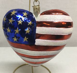 Christopher Radko American Flag Cross Brave Heart USA Patriotic 4.  75 Inches Tall 3