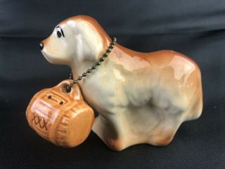 Vintage Saint Bernard Dog Carrying Whiskey Barrel Salt And Pepper Shaker Set