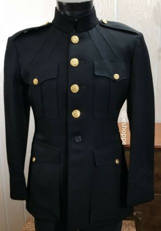 Usmc Us Marine Corps Officers Dress Blues Jacket Coat Sz 39