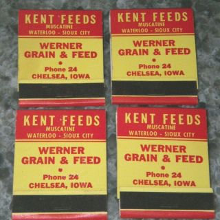 4 Kent Feeds Werner Grain & Feed - Matchbooks With Matches Chelsea Iowa Phone 24