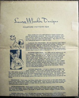 Vintage Uncut Laura Wheeler Designs Girls Pinafore Dress Pattern Szs 2 - 4 - 6