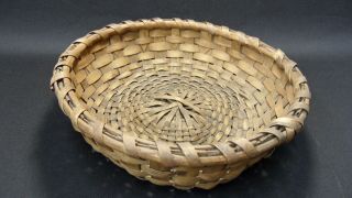 Vintage Woven Split Ash Round No Handle Basket Ca.  1900 