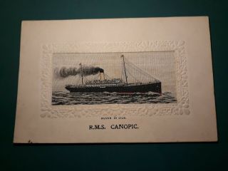 Rms Canopic Steamship Early 1900s Woven Silk Postcard British White Star Line