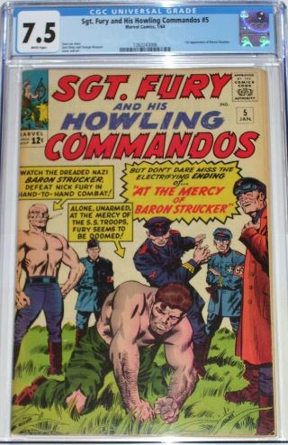 Sgt Fury And His Howling Commandos 5 Cgc 7.  5 1st Appearance Of Baron Strucker
