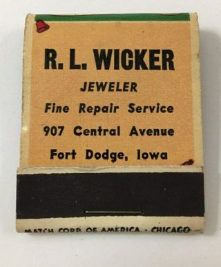 Vintage - Christmas Unstruck Matchbook R.  L.  Wicker Jeweler Fort Dodge Iowa 3