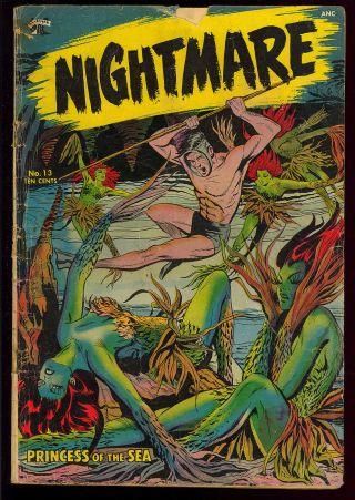 Nightmare 13 Matt Baker Cover Art Pre - Code St.  John Comic 1954 Gd,