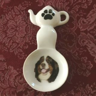 Bernese Mountain Dog Handmade Ceramic - Porcelain Tea Bag Holder Spoon Rest