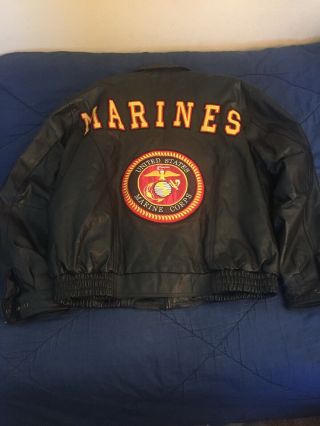 United States Marine Corps Leather Jacket Embroidered Usa Leather Size Xl