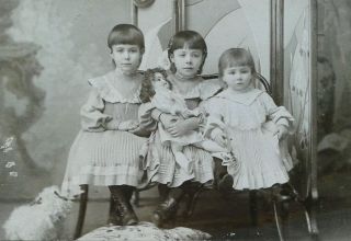 Antique Photo Little girls with a doll 2