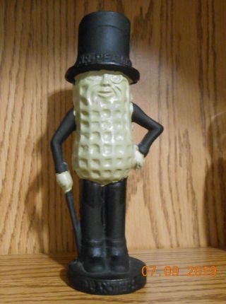 Vintage Metal Cast Iron Mr Peanut Bank - Actual Picture - Height 7 3/4 In.