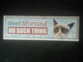 Good Morning Grumpy Cat Small Picture Home Office Wooden Funny Kitty Sign