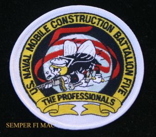 Seabee Mobile Construction Battalion Nmcb 5 Patch Us Navy Uss Pin Port Hueneme