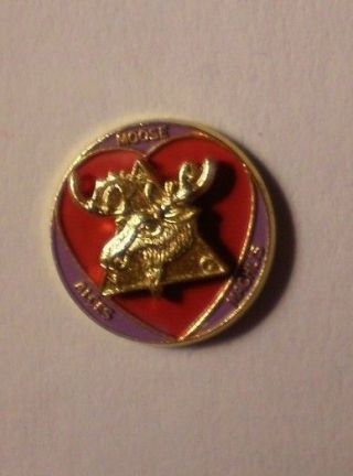 Euc - Red & Goldtone Loyal Order Moose Lodge Lapel Pin,  Hat Pin