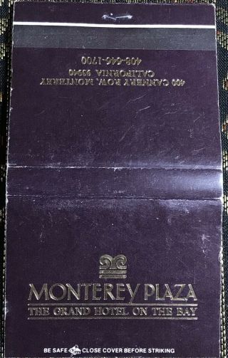 Vintage Monterey Plaze Grand Hotel Matchbook Ca 77