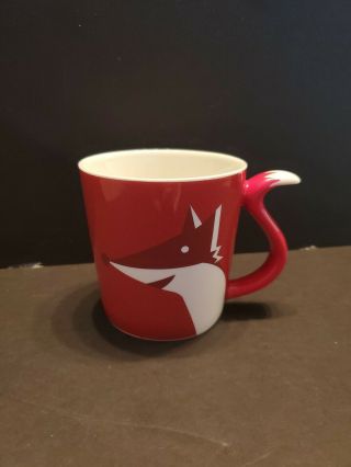 2012 Starbucks Red Fox Coffee Cup Mug With Tail Handle Bone China