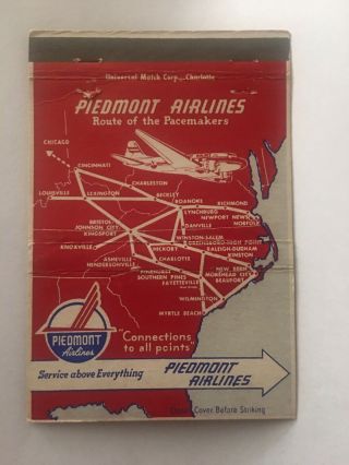 Vintage Matchbook Cover Matchcover 40 Strike Piedmont Airlines
